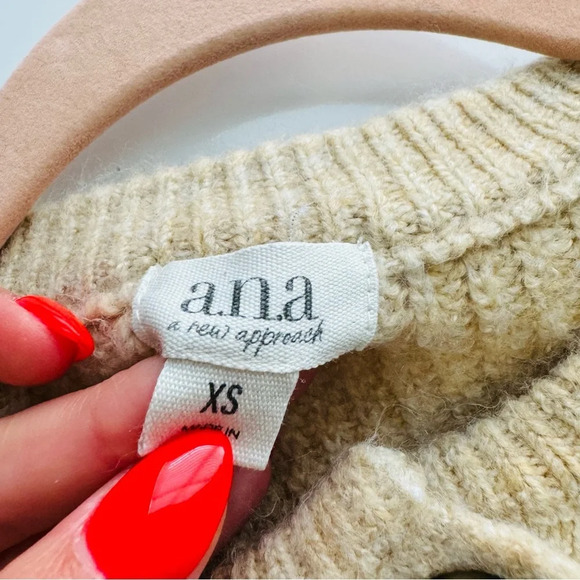 A.N.A Beige Henley Oversized Knit Sweater‎ Size XS - Picture 7 of 10